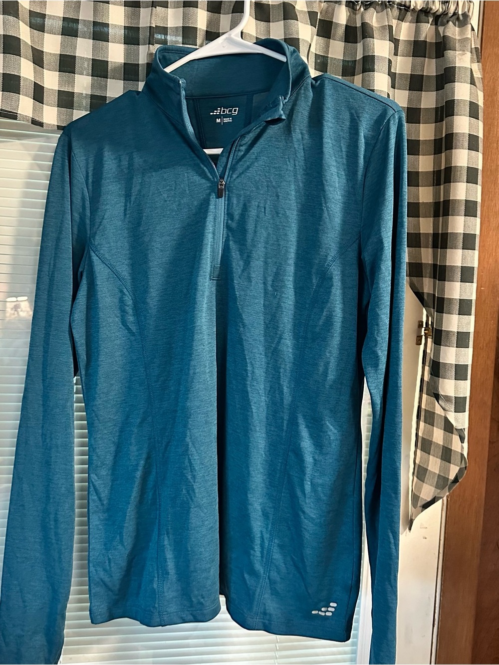 bcg Men's Teal Long-Sleeve Zip-Up Pullover